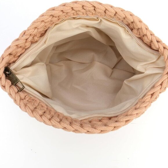 Chic Women's Straw Beach Bag - Hand-Knitted Woven Cotton Purse for Summer - Picture 7 of 8